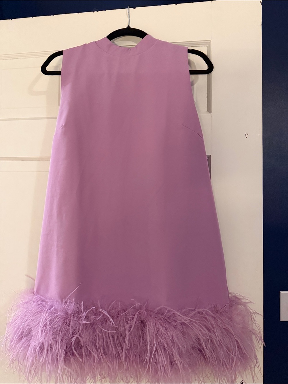 Lilac Feather Hem Shift Dress